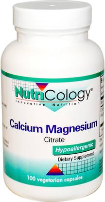 Nutricology, Calcium Magnesium, Citrate, 100 Veggie Caps ,والمكملات الغذائية، والمعادن، والكالسيوم والمغنيسيوم