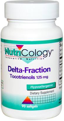 Nutricology, Delta-Fraction Tocotrienols, 125 mg, 90 Softgels ,الفيتامينات، فيتامين e، فيتامين e توكوترينولز