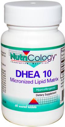 Nutricology, DHEA 10, Micronized Lipid Matrix, 60 Scored Tablets ,المكملات الغذائية، ديا، الصحة