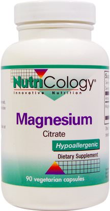 Nutricology, Magnesium Citrate, 90 Veggie Caps ,المكملات الغذائية، والمعادن، سيترات المغنيسيوم