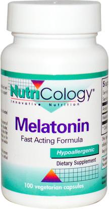 Nutricology, Melatonin, Fast Acting Formula, 100 Veggie Caps ,والمكملات الغذائية، والنوم، الميلاتونين