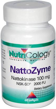 Nutricology, NattoZyme, Nattokinase, 100 mg, 60 Softgels ,المكملات الغذائية، ناتوكيناس