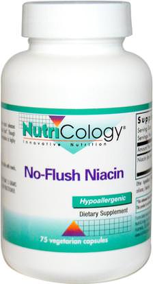 Nutricology, No-Flush Niacin, 75 Veggie Caps ,الفيتامينات، فيتامين ب، فيتامين b3، النياسين دافق مجانا