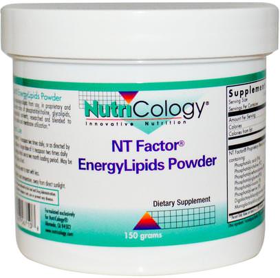 Nutricology, NT Factor, EnergyLipids Powder, 150 grams ,الفيتامينات، الكولين، الكولين الفوسفاتيديل، الصحة، مشروبات الطاقة مزيج