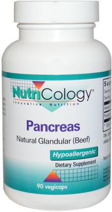 Nutricology, Pancreas, Natural Glandular (Beef), 90 Vegicaps ,المكملات الغذائية، البنكرياس