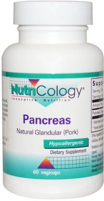 Nutricology, Pancreas, Natural Glandular (Pork), 60 Vegicaps ,المكملات الغذائية، البنكرياس