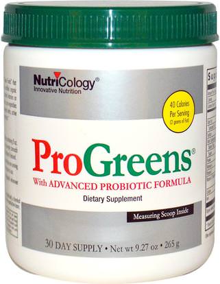 Nutricology, ProGreens, with Advanced Probiotic Formula, 9.27 oz (265 g) ,المكملات الغذائية، سوبرفوودس، الخضر