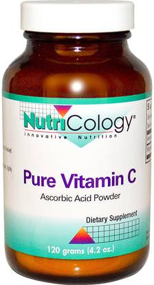 Nutricology, Pure Vitamin C, Powder, 4.2 oz (120 g) ,الفيتامينات، وفيتامين ج، وفيتامين ج مسحوق وبلورات، وفيتامين ج حمض الاسكوربيك
