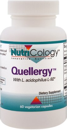 Nutricology, Quellergy with L. Acidophilus L-92, 60 Vegetarian Capsules ,المكملات الغذائية، البروبيوتيك