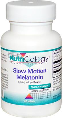 Nutricology, Slow Motion Melatonin, 60 Tablets ,والمكملات الغذائية، والنوم، الميلاتونين