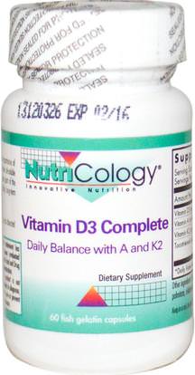 Nutricology, Vitamin D3 Complete, 60 Fish Gelatin Capsules ,الفيتامينات، فيتامين d3