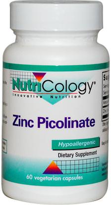 Nutricology, Zinc Picolinate, 60 Veggie Caps ,المكملات الغذائية، المعادن، الزنك