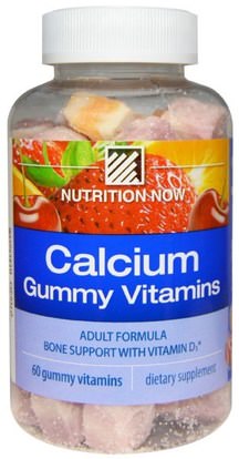 Nutrition Now, Calcium Gummy Vitamins, Adult Formula, Orange, Cherry & Strawberry, 60 Gummy Vitamins ,المنتجات الحساسة للحرارة، الفيتامينات، فيتامين د غوميس