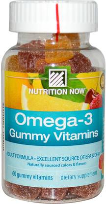 Nutrition Now, Omega-3 Gummy Vitamins, Adult Formula, 60 Gummy Vitamins ,المكملات الغذائية، إيفا أوميجا 3 6 9 (إيبا دا)، دا، إيبا، منتجات حساسة للحرارة