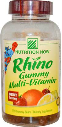 Nutrition Now, Rhino Gummy Multi-Vitamin, 190 Gummy Bears ,منتجات حساسة للحرارة، الفيتامينات، غوميس الفيتامينات