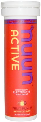 Nuun, Active, Effervescent Electrolyte Supplement, Fruit Punch, 10 Tablets ,والرياضة، بالكهرباء شرب التجديد