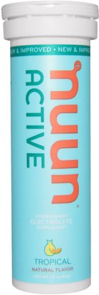 Nuun, Active, Effervescent Electrolyte Supplement, Tropical, 10 Tablets ,والرياضة، بالكهرباء شرب التجديد
