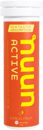 Nuun, Active, Natural Electrolyte Enhanced Drink Tabs, Citrus Fruit, 10 Tablets ,والرياضة، بالكهرباء شرب التجديد