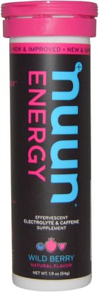 Nuun, Energy, Effervescent Electrolyte & Caffeine Supplement, Wild Berry, 10 Tablets ,والرياضة، بالكهرباء شرب التجديد