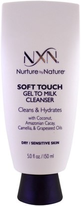 NXN, Nurture by Nature, Soft touch Gel to Milk Cleanser, Dry / Sensitive Skin, 5 fl oz (150 ml) ,الجمال، العناية بالوجه، منظفات الوجه