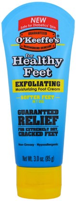 OKeeffes, Exfoliating Moisturizing Foot Cream, For Extremely Dry, Cracked Feet, 3 oz (85 g) ,حمام، الجمال، الكريمات القدم، الجلد