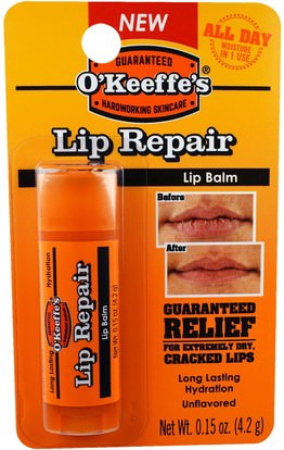 OKeeffes, Lip Repair, Unflavored, 0.15 oz (4.2 g) ,حمام، الجمال، العناية الشفاه