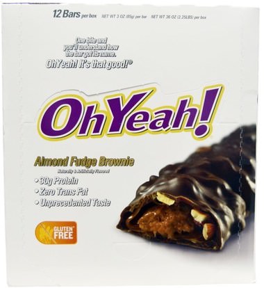 Oh Yeah!, Almond Fudge Brownie, 12 Bars - 3 oz (85 g) Each ,والرياضة، والبروتين أشرطة