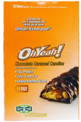 Oh Yeah!, Good Grab, Chocolate Caramel Candies, 12 Bars, 1.59 oz (45 g) Per Bar ,والرياضة، والبروتين أشرطة