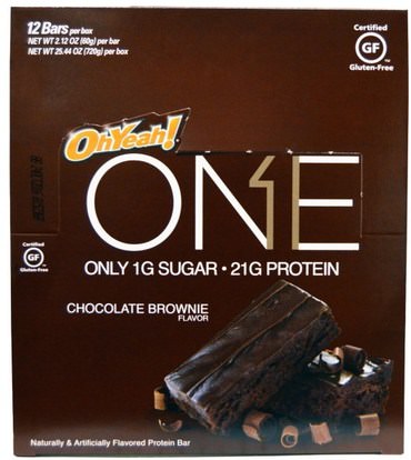 Oh Yeah!, One Bar, Chocolate Brownie Flavor, 12 Bars, 2.12 oz (60 g) Each ,والرياضة، والبروتين أشرطة