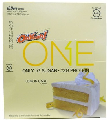 Oh Yeah!, One Bar, Lemon Cake Flavor, 12 Bars, 2.12 oz (60 g) Each ,والرياضة، والبروتين أشرطة