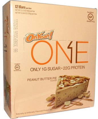 Oh Yeah!, One Bar, Peanut Butter Pie Flavor, 12 Bars, 2.12 oz (60 g) Each ,والرياضة، والبروتين أشرطة