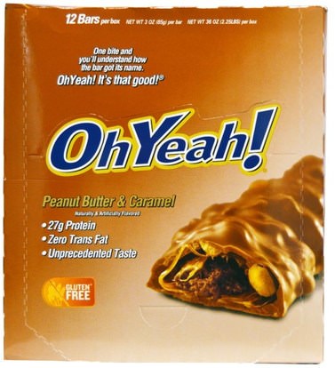 Oh Yeah!, Protein Bar, Peanut Butter & Caramel, 12 Bars, 3 oz (85 g) Each ,والرياضة، والبروتين أشرطة