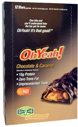 Oh Yeah!, Protein Bars, Chocolate & Caramel, 12 Bars, 1.59 oz (45 g) Each ,والرياضة، والبروتين أشرطة