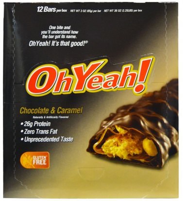 Oh Yeah!, Protein Bars, Chocolate & Caramel, 12 Bars, 3 oz (85 g) ,والرياضة، والبروتين أشرطة