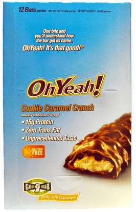 Oh Yeah!, Protein Bars, Cookie Caramel Crunch, 12 Bars, 1.59 oz (45 g) Per Bar ,والرياضة، والبروتين أشرطة