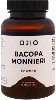 Ojio, Bacopa Monnieri, 3.53 oz (100 g) ,والصحة، واضطراب نقص الانتباه، إضافة، أدهد، الدماغ
