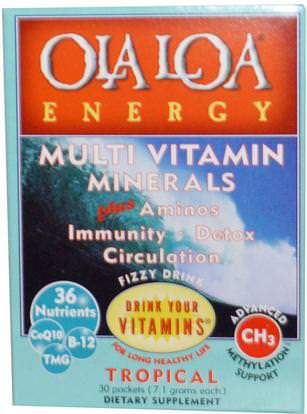 Ola Loa, Energy, Multi Vitamin Minerals, Tropical, 30 Packets, (7.1 g) Each ,الفيتامينات، الفيتامينات السائلة