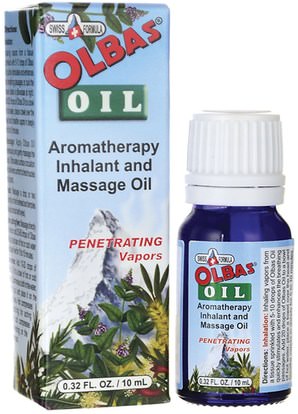 Olbas Therapeutic, Aromatherapy Inhalant and Massage Oil, 0.32 fl oz (10 ml) ,الصحة، الجلد، زيت التدليك