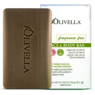 Olivella, Face & Body Bar, Fragrance Free, 3.52 oz (100 g) ,حمام، الجمال، الصابون