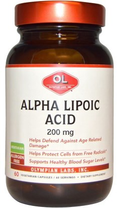 Olympian Labs Inc., Alpha Lipoic Acid, 200 mg, 60 Veggie Caps ,والمكملات الغذائية، ومضادات الأكسدة، ألفا حمض ليبويك، ألفا حمض ليبويك 200 ملغ