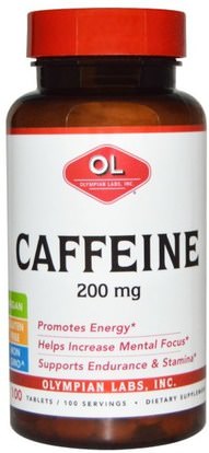 Olympian Labs Inc., Caffeine, 200 mg, 100 Tablets ,والصحة، والطاقة