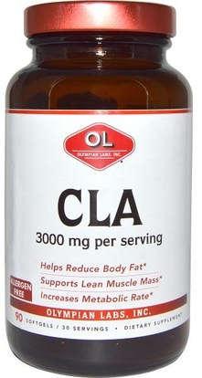 Olympian Labs Inc., CLA, 3000 mg, 90 Softgels ,وفقدان الوزن، والنظام الغذائي، كلا (مترافق حمض اللينوليك)