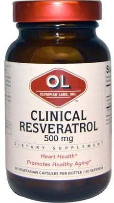 Olympian Labs Inc., Clinical Trans-Resveratrol, 500 mg, 60 Veggie Caps ,المكملات الغذائية، مضادات الأكسدة، ريسفيراترول