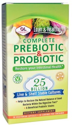 Olympian Labs Inc., Complete Prebiotic & Probiotic, 30 Vegetarian Capsules ,المكملات الغذائية، البروبيوتيك، استقرت البروبيوتيك