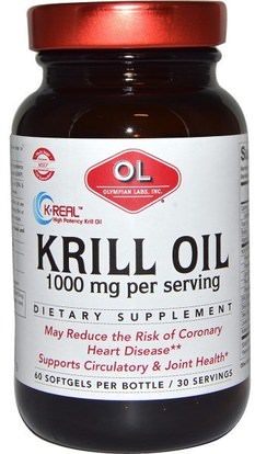 Olympian Labs Inc., Krill Oil, 1000 mg, 60 Softgels ,المكملات الغذائية، إيفا أوميجا 3 6 9 (إيبا دا)، زيت الكريل