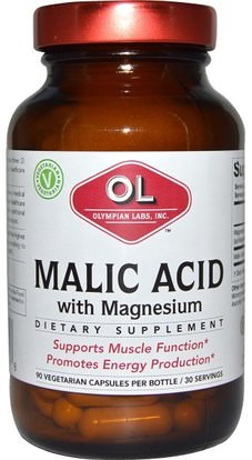 Olympian Labs Inc., Malic Acid, with Magnesium, 90 Veggie Caps ,المكملات الغذائية، المعادن، المغنيسيوم