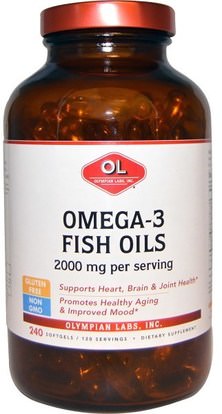 Olympian Labs Inc., Omega-3 Fish Oils, 2000 mg, 240 Softgels ,المكملات الغذائية، إيفا أوميجا 3 6 9 (إيبا دا)، أوميغا 369 قبعات / علامات التبويب