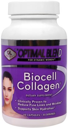 Olympian Labs Inc., Optimal Blend, Biocell Collagen, For Women, 60 Capsules ,الصحة، نساء، هيالورونيك