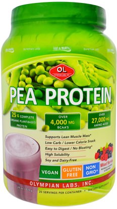 Olympian Labs Inc., Pea Protein, Mixed Berries, 29 oz (820 g) ,المكملات الغذائية، البروتين، بروتين البازلاء