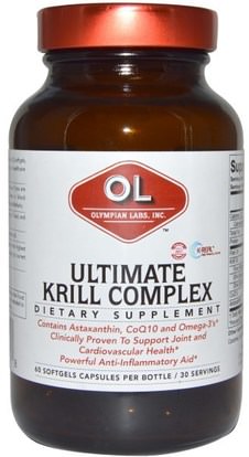 Olympian Labs Inc., Ultimate Krill Complex, 60 Softgel ,المكملات الغذائية، إيفا أوميجا 3 6 9 (إيبا دا)، زيت الكريل